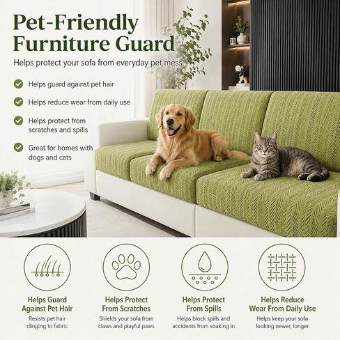 Stretch Couch Cushion Covers with Adjustable Buckle | Anti Slip Sectional Sofa Seat Covers Washable Skin Sofa Slipcovers Pet Friendly Furniture Protector in Saudi Arabia