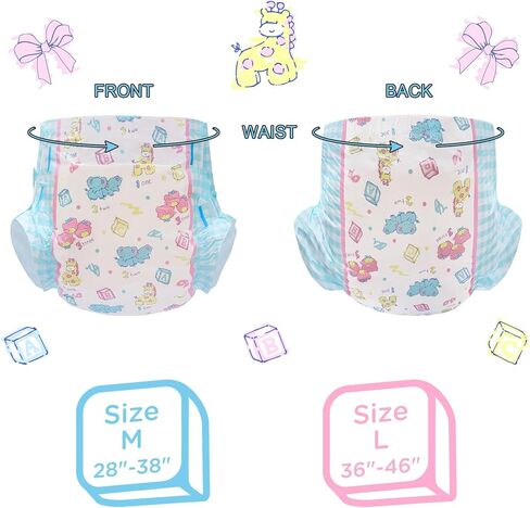 حفاضات مطبوعة للكبار من Littleforbig 40 قطعة (4 عبوات) - Vintage Baby (كبير 36"-46") in Kuwait
