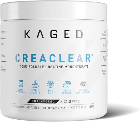 Kaged CreaClear Creatine Monohydrate Powder | Mixes Clear & Dissolves Completely, No Grit | Premium Micronized Creatine for Strength, Performance & Muscle Support | Unflavored | 30 Servings in Saudi Arabia