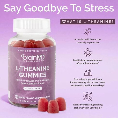 BrainMD L-Theanine Gummies - Natural Stress Relief Supplement - 60 Count in Saudi Arabia