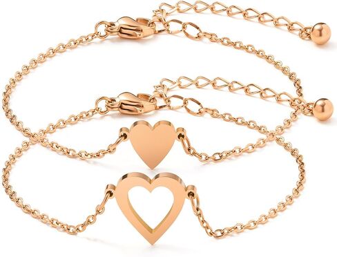 Eilygen Matching Heart Bracelet Best Friends Mother Daughter Gifts Bracelet Set for Women Friendship Gift in Saudi Arabia