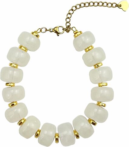 Colorful Beaded Bracelet for Women, Chunky Acrylic Resin Statement Bracelet with Adjustable Gold Tone Chain, Boho Multicolor Summer Beach Jewelry in Saudi Arabia