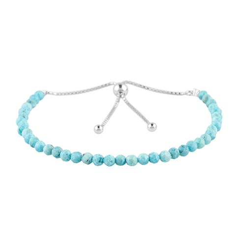 CRYSTALIS 4 مم + سوار منزلق من خرز اللاريمار البكتوليت الطبيعي، كريستالات مطرزة، أحجار شفاء شقرا، مجوهرات أحجار كريمة نسائية مبهجة، 925 فضة استرلينية 10 بوصة in Kuwait
