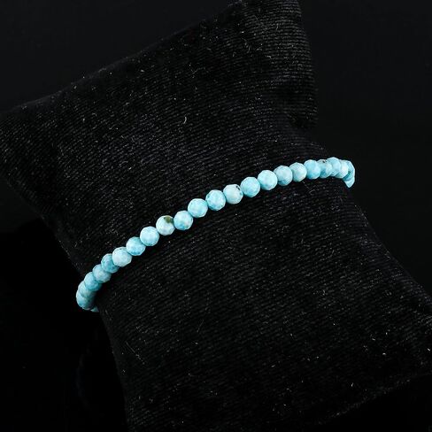 CRYSTALIS 4 مم + سوار منزلق من خرز اللاريمار البكتوليت الطبيعي، كريستالات مطرزة، أحجار شفاء شقرا، مجوهرات أحجار كريمة نسائية مبهجة، 925 فضة استرلينية 10 بوصة in Kuwait