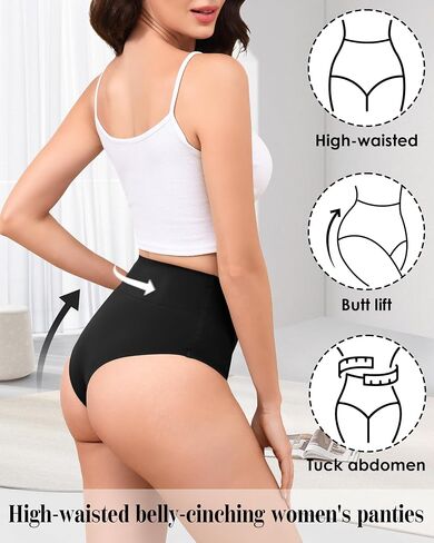 LEVAO High-Waist Thong Shapewear for Women – Moderate Tummy Control Seamless Brazilian Panties, No Show, Postpartum Underwear, 4-Pack in Kuwait