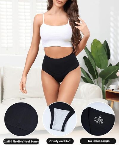 LEVAO High-Waist Thong Shapewear for Women – Moderate Tummy Control Seamless Brazilian Panties, No Show, Postpartum Underwear, 4-Pack in Kuwait