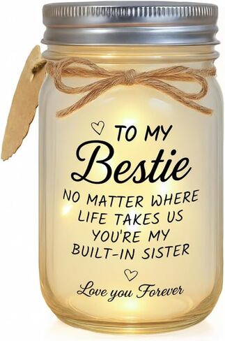BEISTJP Bestie Gift for Women, Birthday Gifts - Mason Jar Night Lights with Glass Material for Sister, BFF Soul Sister, Work Best Friend Personalized Gift in Kuwait