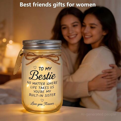 BEISTJP Bestie Gift for Women, Birthday Gifts - Mason Jar Night Lights with Glass Material for Sister, BFF Soul Sister, Work Best Friend Personalized Gift in Kuwait