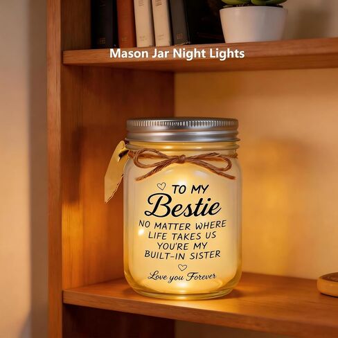 BEISTJP Bestie Gift for Women, Birthday Gifts - Mason Jar Night Lights with Glass Material for Sister, BFF Soul Sister, Work Best Friend Personalized Gift in Kuwait