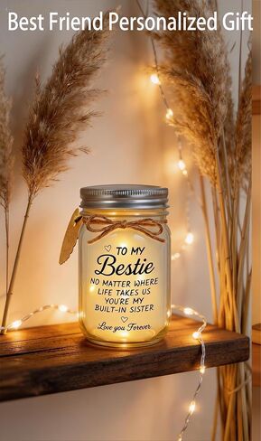 BEISTJP Bestie Gift for Women, Birthday Gifts - Mason Jar Night Lights with Glass Material for Sister, BFF Soul Sister, Work Best Friend Personalized Gift in Kuwait
