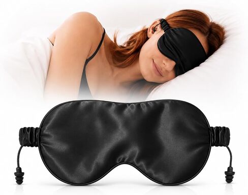 Sleep Mask with Ear Plugs, Light & Sound Blocking Sleep Mask for Sleeping, Soft Comfortable Eye Mask for Side Sleepers, Travel & Naps in Saudi Arabia