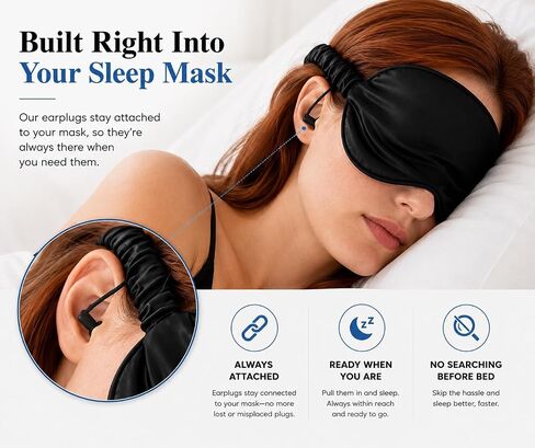 Sleep Mask with Ear Plugs, Light & Sound Blocking Sleep Mask for Sleeping, Soft Comfortable Eye Mask for Side Sleepers, Travel & Naps in Saudi Arabia