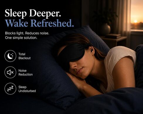 Sleep Mask with Ear Plugs, Light & Sound Blocking Sleep Mask for Sleeping, Soft Comfortable Eye Mask for Side Sleepers, Travel & Naps in Saudi Arabia