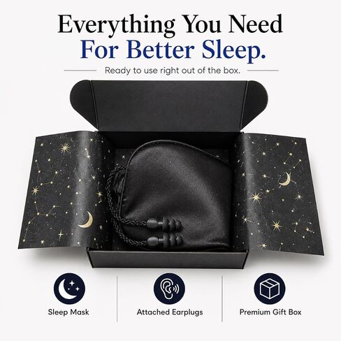 Sleep Mask with Ear Plugs, Light & Sound Blocking Sleep Mask for Sleeping, Soft Comfortable Eye Mask for Side Sleepers, Travel & Naps in Saudi Arabia