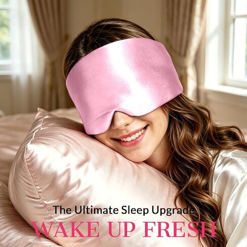 2 PCS Silk Sleep Mask for Side Sleeper - 100% Silk Eye Mask for Sleeping - Adjustable Total Eye Cover for Travel - Comfortable Soft Sleeping Mask for Women Men - Lotus Pink in Kuwait
