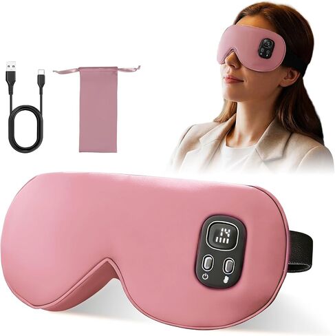 Heated Eye Mask,Cordless Eye Mask for Dry Eyes,Eye Relief, Improved Sleep,Eye Heating Pad for Travel, 4 Heat Levels, 4-Level Timing, Washable Cover, Travel, Gifts for Family(Black) (Purple-Pink) in Saudi Arabia