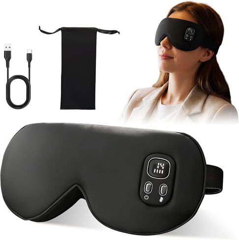 Heated Eye Mask,Cordless Eye Mask for Dry Eyes,Eye Relief, Improved Sleep,Eye Heating Pad for Travel, 4 Heat Levels, 4-Level Timing, Washable Cover, Travel, Gifts for Family(Black) (Purple-Pink) in Kuwait