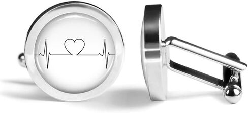 Heartbeat Cufflinks Heart Rate Cardiologist Cuff Links (Angled Edition) in Saudi Arabia