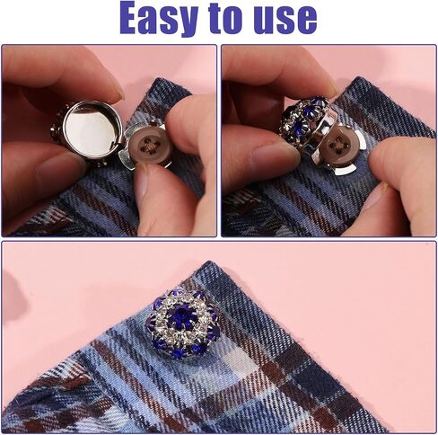 4 أزواج من أغطية أزرار حجر الراين على شكل زهرة من GLOBLELAND للنساء إكسسوارات الملابس وحفلات الزفاف وحفلات العمل in Kuwait
