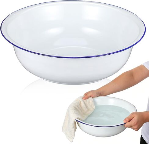 Baluue Enamel Basin 14.17 Inch Enamel Mixing Bowl Large Enamelware Foot Soaking Basin for Laundry, Kitchen, Bathroom & Farmhouse Decor Metal Tub Bowl in Saudi Arabia