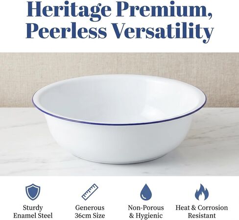 Baluue Enamel Basin 14.17 Inch Enamel Mixing Bowl Large Enamelware Foot Soaking Basin for Laundry, Kitchen, Bathroom & Farmhouse Decor Metal Tub Bowl in Saudi Arabia