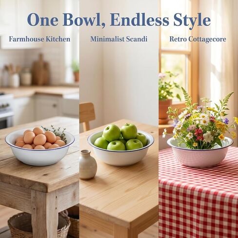 Baluue Enamel Basin 14.17 Inch Enamel Mixing Bowl Large Enamelware Foot Soaking Basin for Laundry, Kitchen, Bathroom & Farmhouse Decor Metal Tub Bowl in Saudi Arabia