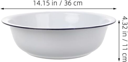 Baluue Enamel Basin 14.17 Inch Enamel Mixing Bowl Large Enamelware Foot Soaking Basin for Laundry, Kitchen, Bathroom & Farmhouse Decor Metal Tub Bowl in Saudi Arabia