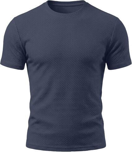 Breeze Shirts for Men Beer Belly Short Sleeve Textured Work Shirts Big and Tall Crew Neck Tretchy Quick Dry Soft Top in Saudi Arabia