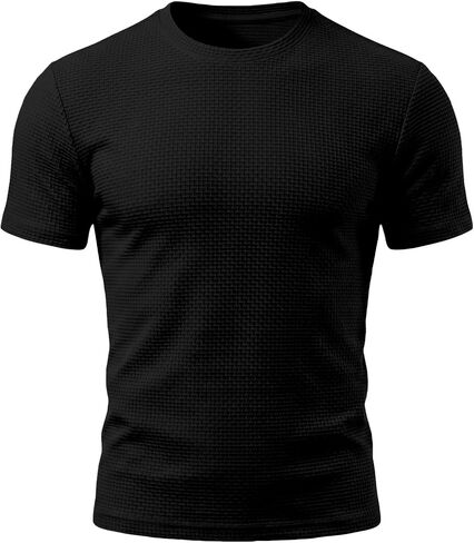 Breeze Shirts for Men Beer Belly Short Sleeve Textured Work Shirts Big and Tall Crew Neck Tretchy Quick Dry Soft Top in Saudi Arabia