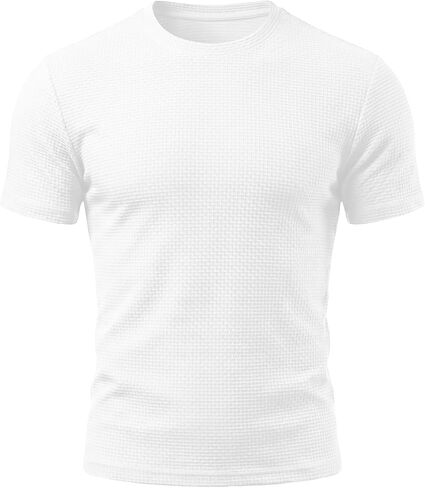 Breeze Shirts for Men Beer Belly Short Sleeve Textured Work Shirts Big and Tall Crew Neck Tretchy Quick Dry Soft Top in Saudi Arabia