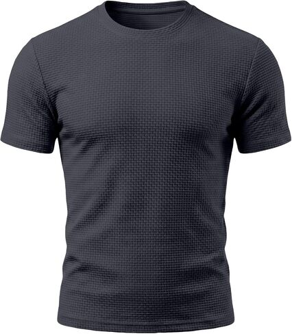 Breeze Shirts for Men Beer Belly Short Sleeve Textured Work Shirts Big and Tall Crew Neck Tretchy Quick Dry Soft Top in Saudi Arabia