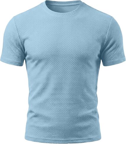 Breeze Shirts for Men Beer Belly Short Sleeve Textured Work Shirts Big and Tall Crew Neck Tretchy Quick Dry Soft Top in Saudi Arabia