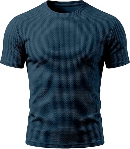 Breeze Shirts for Men Beer Belly Short Sleeve Textured Work Shirts Big and Tall Crew Neck Tretchy Quick Dry Soft Top in Saudi Arabia