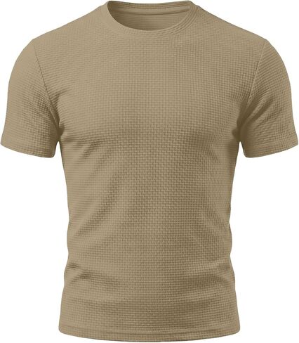 Breeze Shirts for Men Beer Belly Short Sleeve Textured Work Shirts Big and Tall Crew Neck Tretchy Quick Dry Soft Top in Saudi Arabia