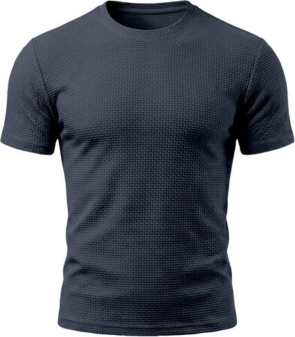 Breeze Shirts for Men Beer Belly Short Sleeve Textured Work Shirts Big and Tall Crew Neck Tretchy Quick Dry Soft Top in Saudi Arabia