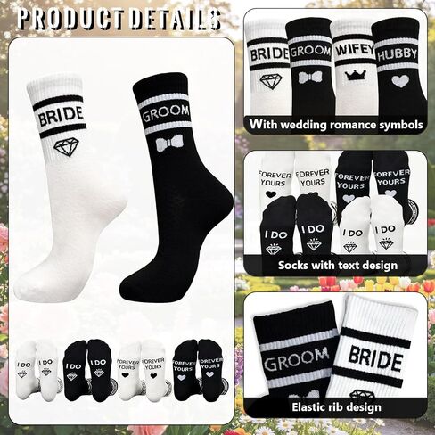 4 Paris Bride and Groom Socks, Wifey Hubby Wedding Socks Engagement Gifts for Couples Funny in Saudi Arabia