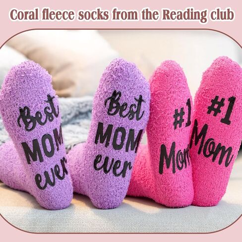 Cuffbow 10 Pairs Best Mom Ever Socks Gifts Bulk, Mothers Day Fuzzy Warm Coral Fleece Socks Gifts Bulk for Church Charities Community Centers Mother Birthday in Kuwait