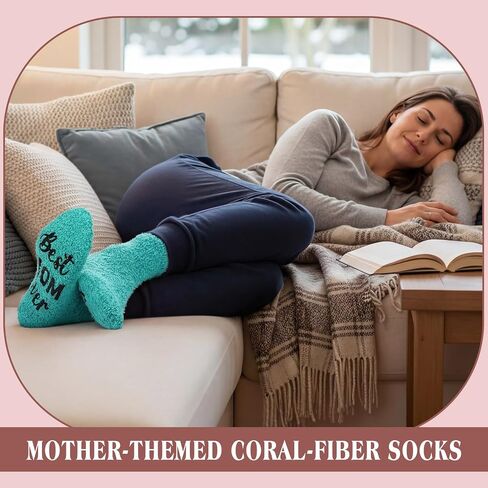 Cuffbow 10 Pairs Best Mom Ever Socks Gifts Bulk, Mothers Day Fuzzy Warm Coral Fleece Socks Gifts Bulk for Church Charities Community Centers Mother Birthday in Kuwait