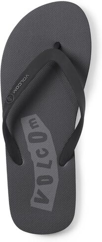 صنادل Volcommotion Flip Flop للرجال من Volcom - إسفنج مريح، صندل ثونغ صديق للماء، أسود رمادي V، 12 in Kuwait