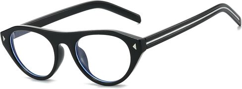 Retro Oval Glasses for Women,Trendy Round Cateye Tortoise Frame Clear Lens Glasses Nerd Eyeglasses in Saudi Arabia