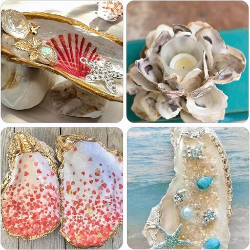 20 PCS Flat Oyster Shells for Crafts 4"-5" Flat Natural Oyster Shells Bulk for Home Decor Vase Filler-Sea Shells Handmade Arts and Crafts for Crafting Christmas Ornaments, DIY Painting in Saudi Arabia