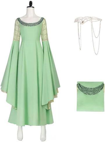 Arwen Costume for Women Queen Dress With Headpiece Elf Halloween Cosplay Medieval Renaissance Dress Gown in Saudi Arabia