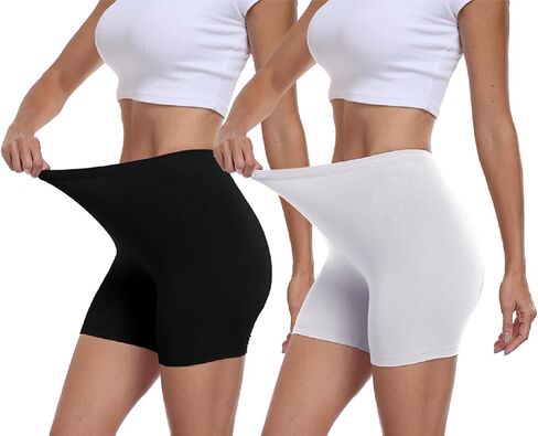 goodmansam 2 Pack Slip Shorts for Under Dresses Women Anti-Chafing Legging High Waisted Seamless Mid Thigh Boyshort Panties in Saudi Arabia