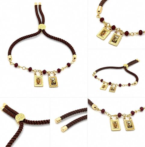 LESLIE BOULES Beautiful Religious Scapular Bracelet For Women Satin Cord Ajustable in Kuwait