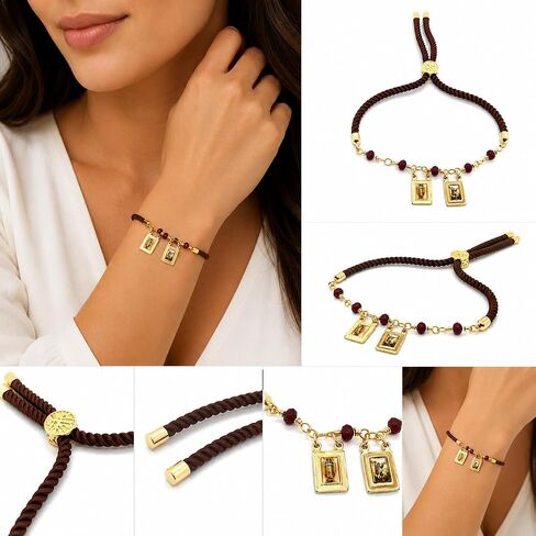 LESLIE BOULES Beautiful Religious Scapular Bracelet For Women Satin Cord Ajustable in Kuwait