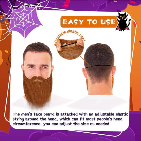 10 Pcs Fake Beards,Funny False Mustaches,Costume Beard Halloween for Adults and Kids Costume Party Cosplay Facial Supplies Black in Kuwait