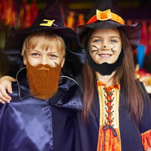 10 Pcs Fake Beards,Funny False Mustaches,Costume Beard Halloween for Adults and Kids Costume Party Cosplay Facial Supplies Black in Kuwait