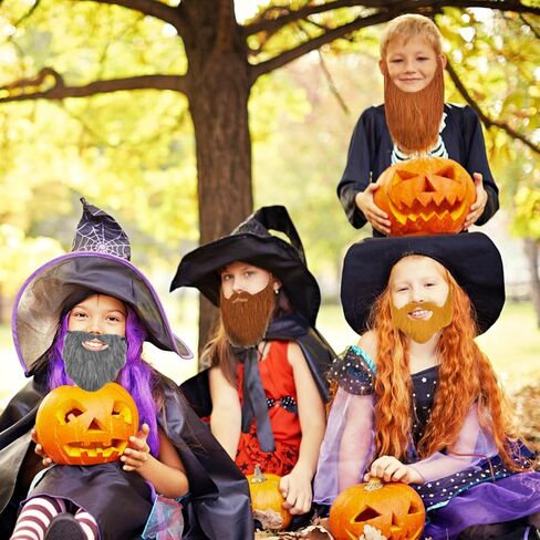 10 Pcs Fake Beards,Funny False Mustaches,Costume Beard Halloween for Adults and Kids Costume Party Cosplay Facial Supplies Black in Kuwait