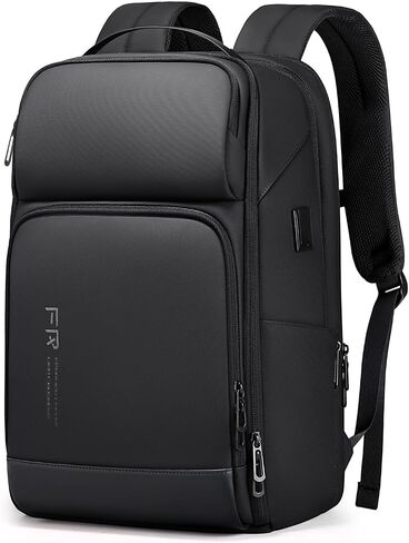 FENRUIEN Expandable Carry On Travel Backpack, 17 Inch TSA Friendly Work Backpack with USB Charging Port, Black in Saudi Arabia