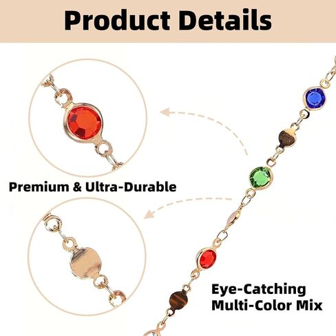 2Pcs Gold Plated Colorful Boho Rhinestone Gemstone Body Chain Jewelry Set for Women, Adjustable Y Necklace for Layering, Lightweight Statement Jewelry for Daily Wear and Special Events in Saudi Arabia